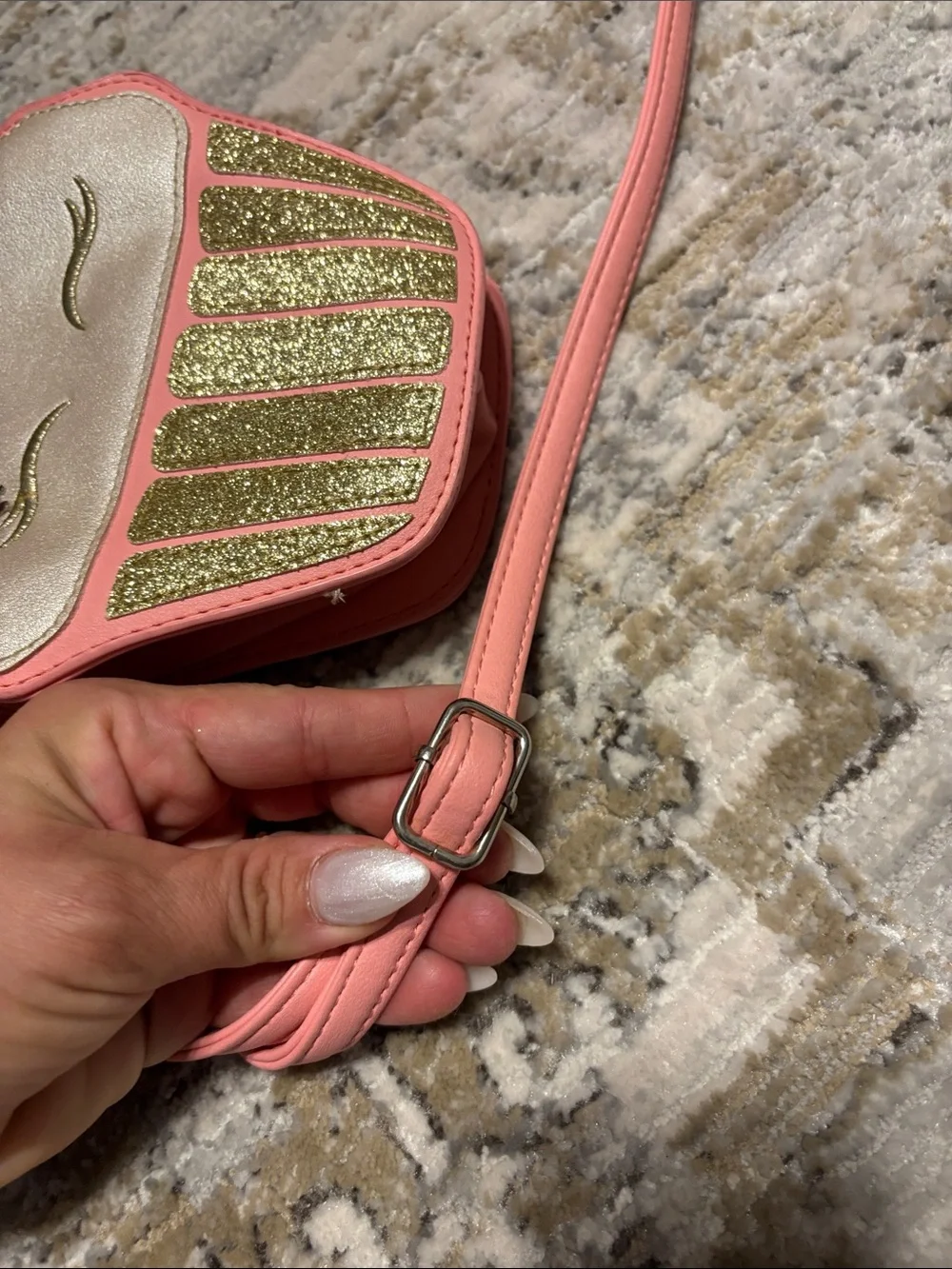 Pink Cupcake Crossbody Bag with Glitter Accents